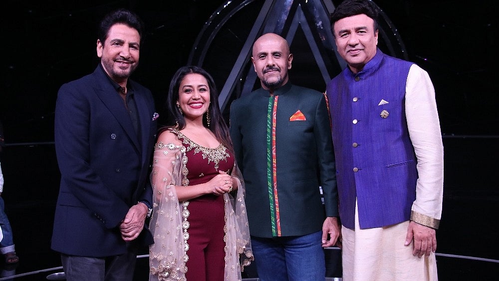 Indian Idol judges with guest Gurdas Maan