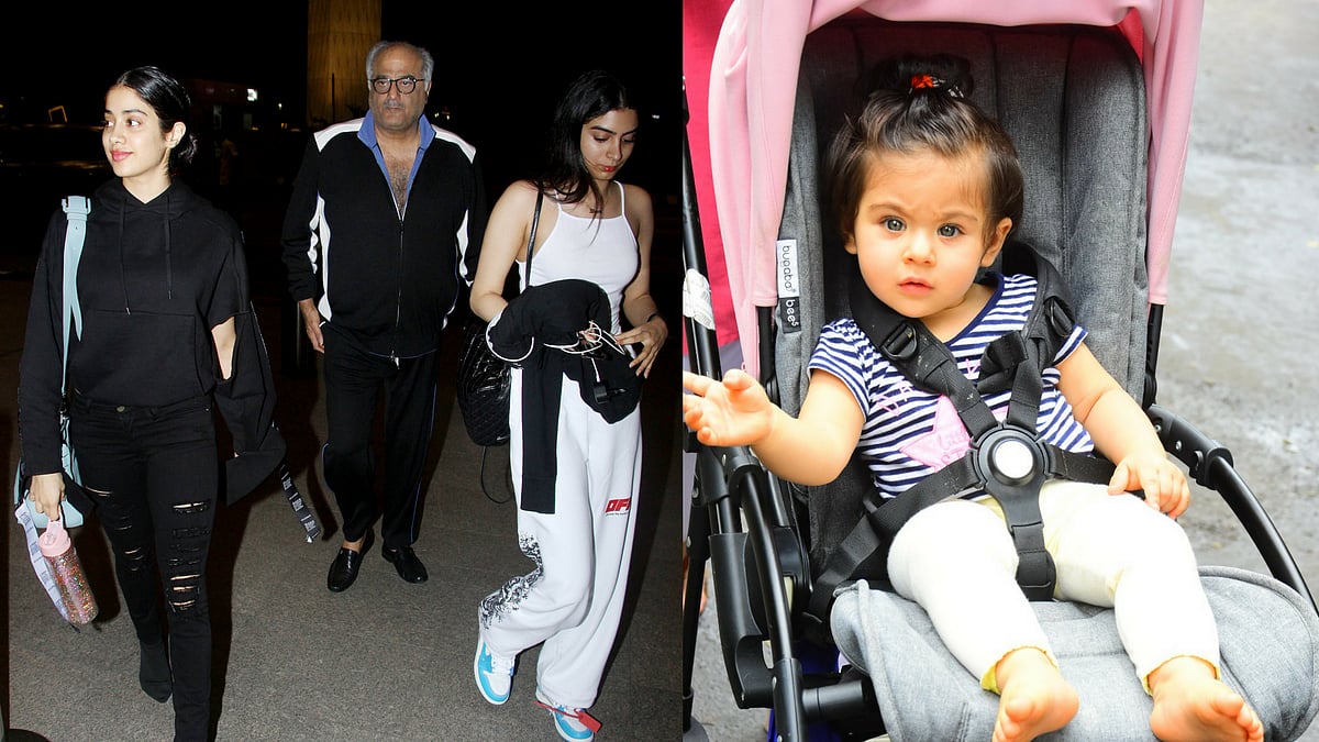 Spotted: Janhvi, Khushi, Boney Kapoor and Inaaya Khemu
