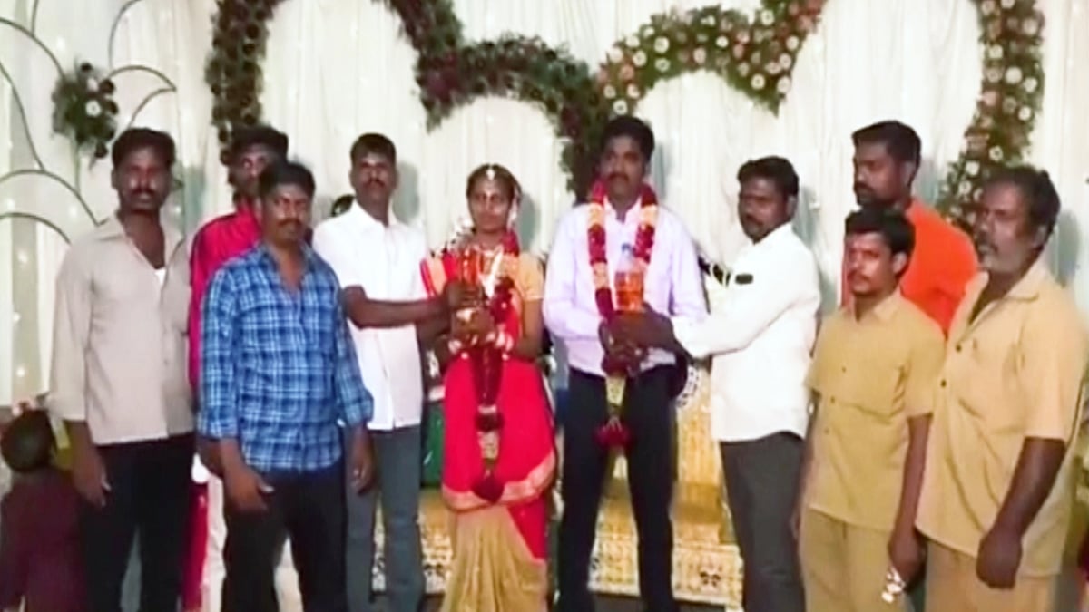 Friends gift newly wed couple 5 litres of petrol.
