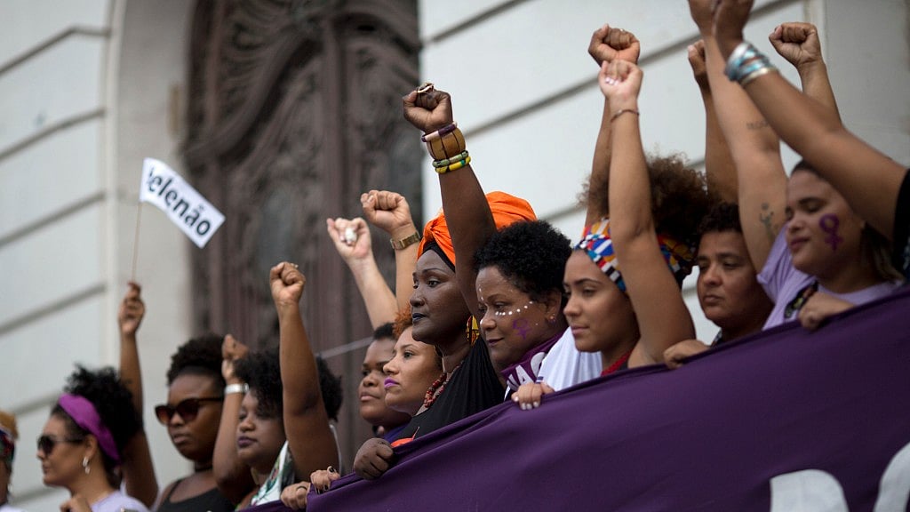 People protest against leading presidential candidate Jair Bolsonaro. The protest was majorly led by women, “NOT HIM” was the movement.