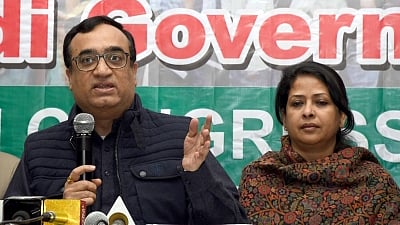 Delhi Congress chief Ajay Maken and Sharmistha Mukherjee. 