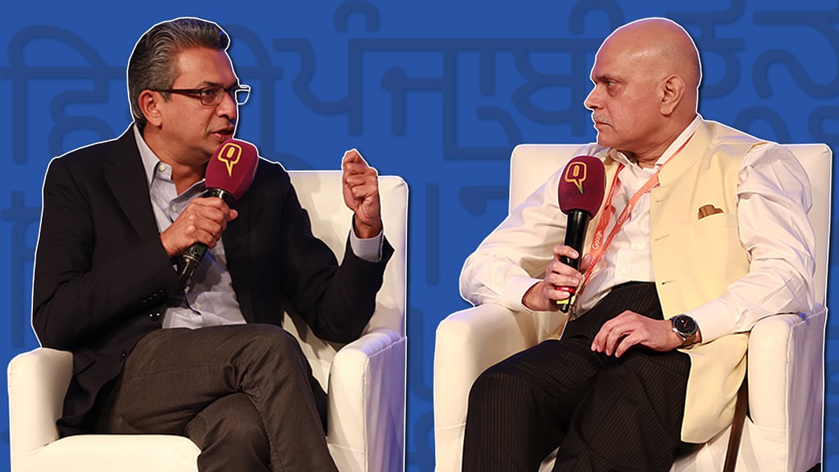 The Quint’s founder Raghav Bahl and Google’s vice president Rajan Anandan at Hindi Quint’s BOL event.