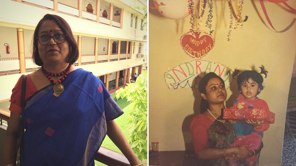 A photo of the author’s mother (L); the author, as a child, with her mother.
