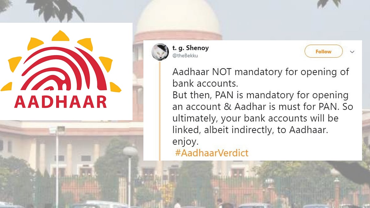The majority judgment struck down the linking of mobile numbers and bank accounts to Aadhaar, but it will still be required to get a PAN card and to file I-T returns.
