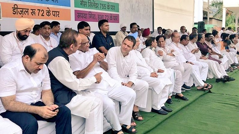 Congress President Rahul Gandhi on Monday, 10 September, led the protest march in Delhi against rising fuel prices in the country.