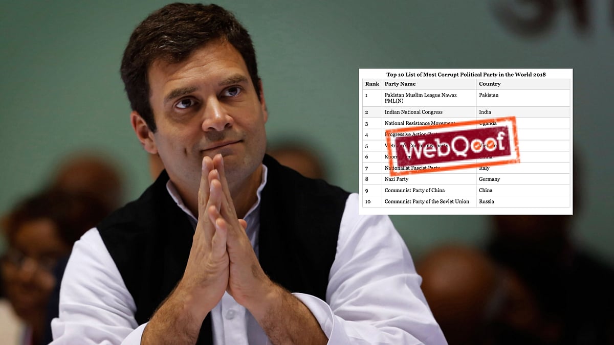 The list on <a href="http://www.bbcnewshub.com/top-10-list-of-most-corrupt-political-party-in-the-world-2018/">BBC News Hub</a> declares Indian National Congress (INC) the second-most corrupt political party.