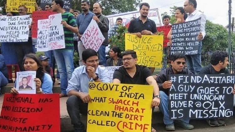 People are protesting for Ajitabh who is missing since December 2017.
