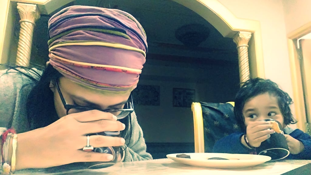 The author with her son.