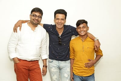 Actors Manoj Bajpayee and Om Singh with filmmaker Dipesh Jain. (Photo: Amlan Paliwal/IANS)
