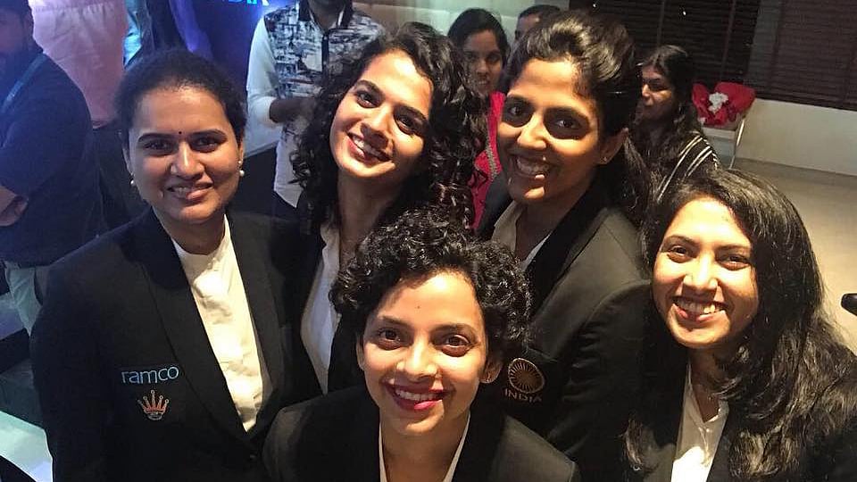 The Indian women’s chess team competing at the World Chess Olympiad in Batumi, Georgia.