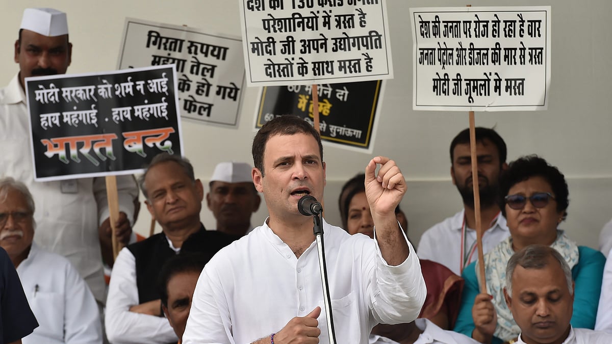 Rahul Gandhi addresses the Bharat Bandh in Delhi