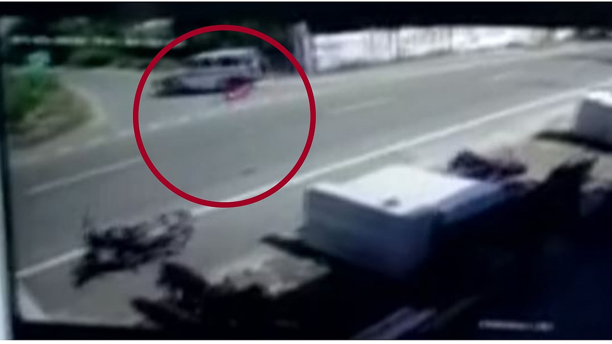 A CCTV footage captured in shows a woman falling off the roof of a police van.