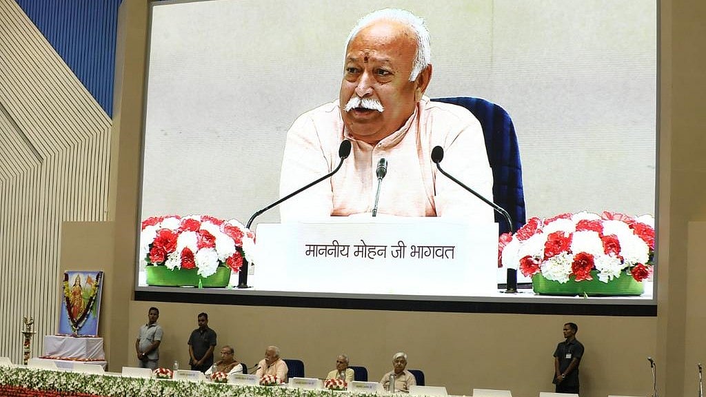 RSS chief Mohan Bhagwat at ‘Bhavishya Ka Bharat — An RSS Perspective’.