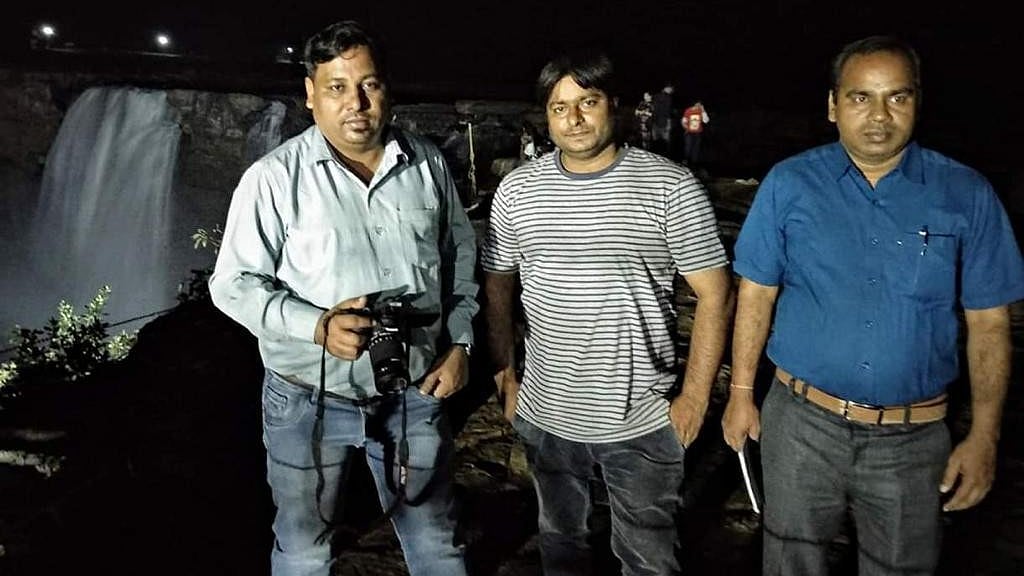 Doordarshan cameraperson Achyuta Nanda Sahu (left) was killed in Chhattisgarh on Tuesday, 30 October. The image was taken while the crew was in the state for election coverage. 