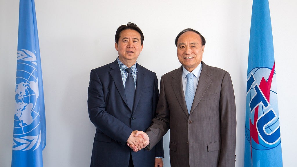 File image of Mr. Meng Hongwei, President of Interpol (left) and Houlin Zhao, Secretary-General, ITU (right).