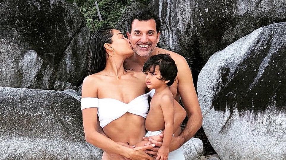 Lisa Haydon with her husband Dino Lalvani and son Zack.