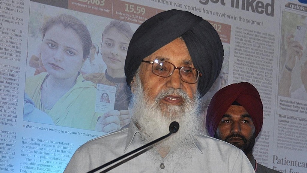 Shiromani Akali Dal (SAD) leader Parkash Singh Badal. 