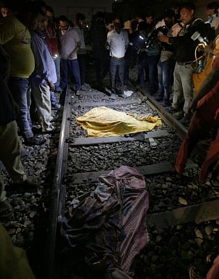 Amritsar: The site where at least 50 people glued to watching a burning Ravan effigy while standing on railway tracks were mowed down by a speeding train in Amritsar on Oct 19, 2018. (Photo: IANS)