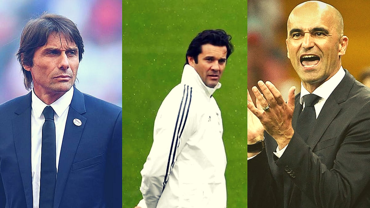 From left: Antonio Conte, Santiago Solari and Roberto Martinez.