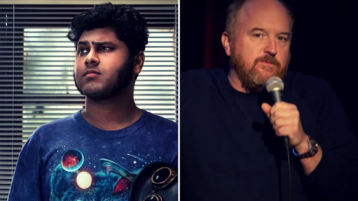 Utsav Chakraborty (L); Louis CK (R).