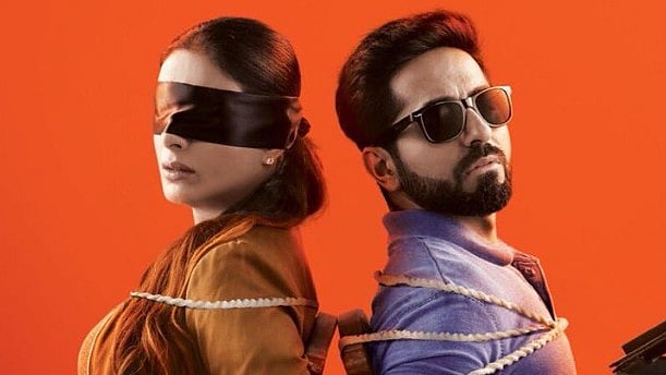 Ayushmann Khurrana and Tabu in a poster for <i>AndhaDhun</i>.