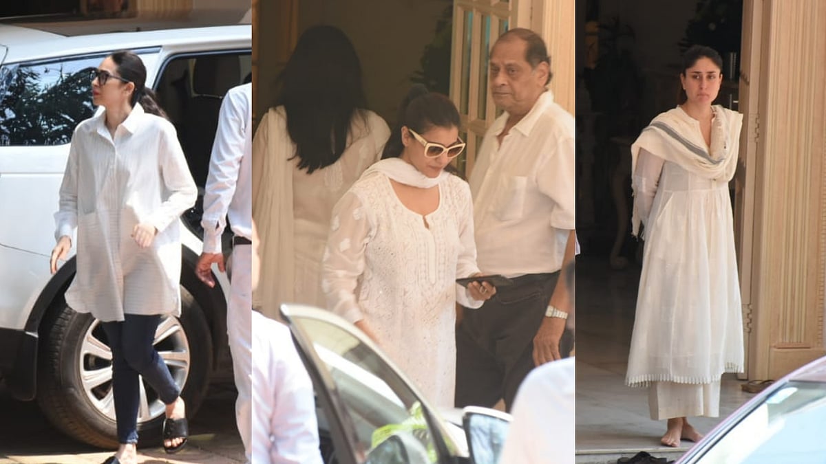 Karisma Kapoor, Kajol and Kareena Kapoor at Krishna Kapoor funeral.