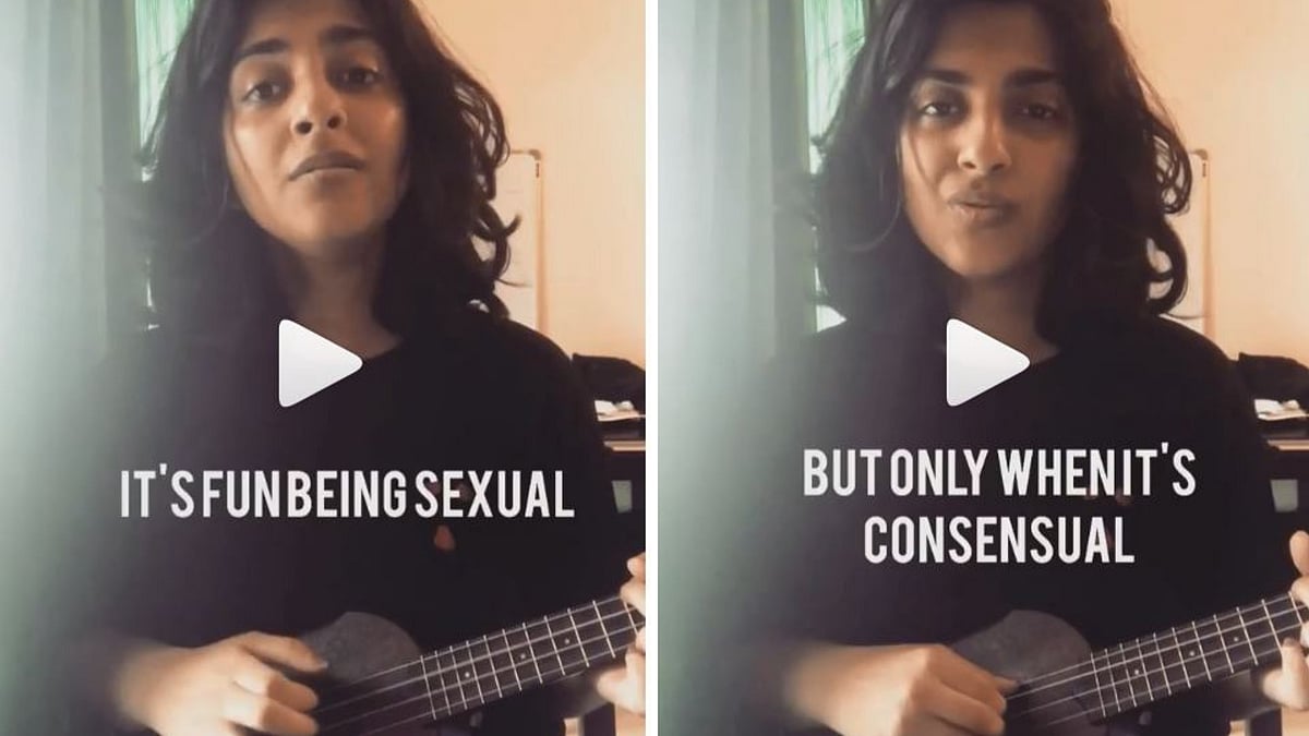 Sukhnidh Kaur singing the now-viral consent song. 