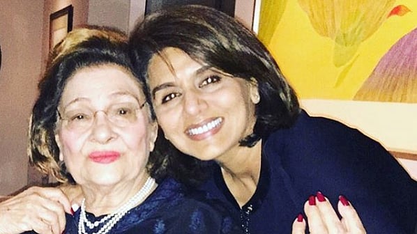 Neetu Kapoor with Krishna Raj Kapoor.