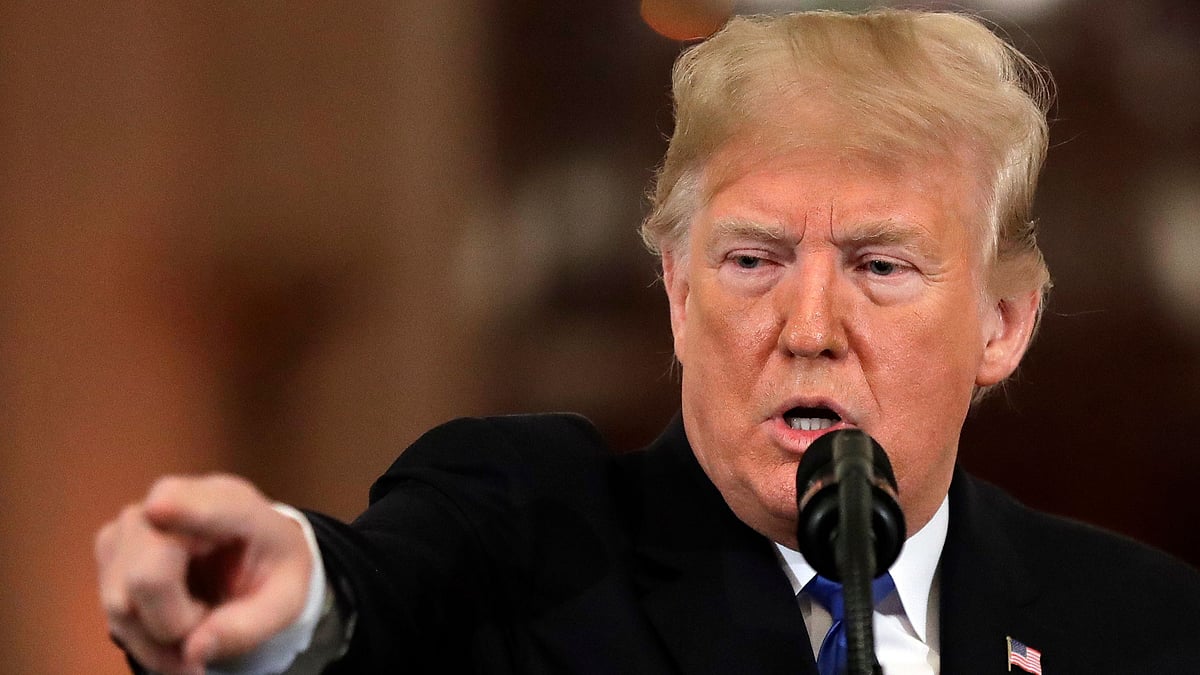 President Donald Trump speaks during a news conference in the East Room of the White House on Wednesday, 7 November.&nbsp;