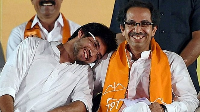 Shiv Sena Chief Uddhav Thackeray and his son Aditya.