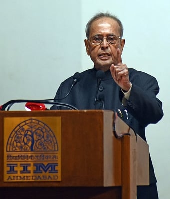 Ahmedabad: Former President Pranab Mukherjee delivers a lecture on