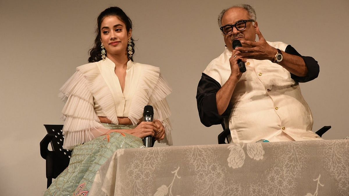 Janhvi and Boney Kapoor at IFFI 2018. 