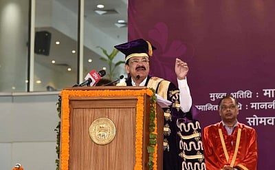 New Delhi: Vice President M. Venkaiah Naidu addresses at the Commemorative Event of 150th Birth Anniversary of Mahatma Gandhi, organised by FICCI ÃƒÂ¢Ã‚Â€Ã‚Â“ Aditya Birla CSR Centre for Excellence, in New Delhi on Nov 19, 2018. (Photo: IANS/PIB)