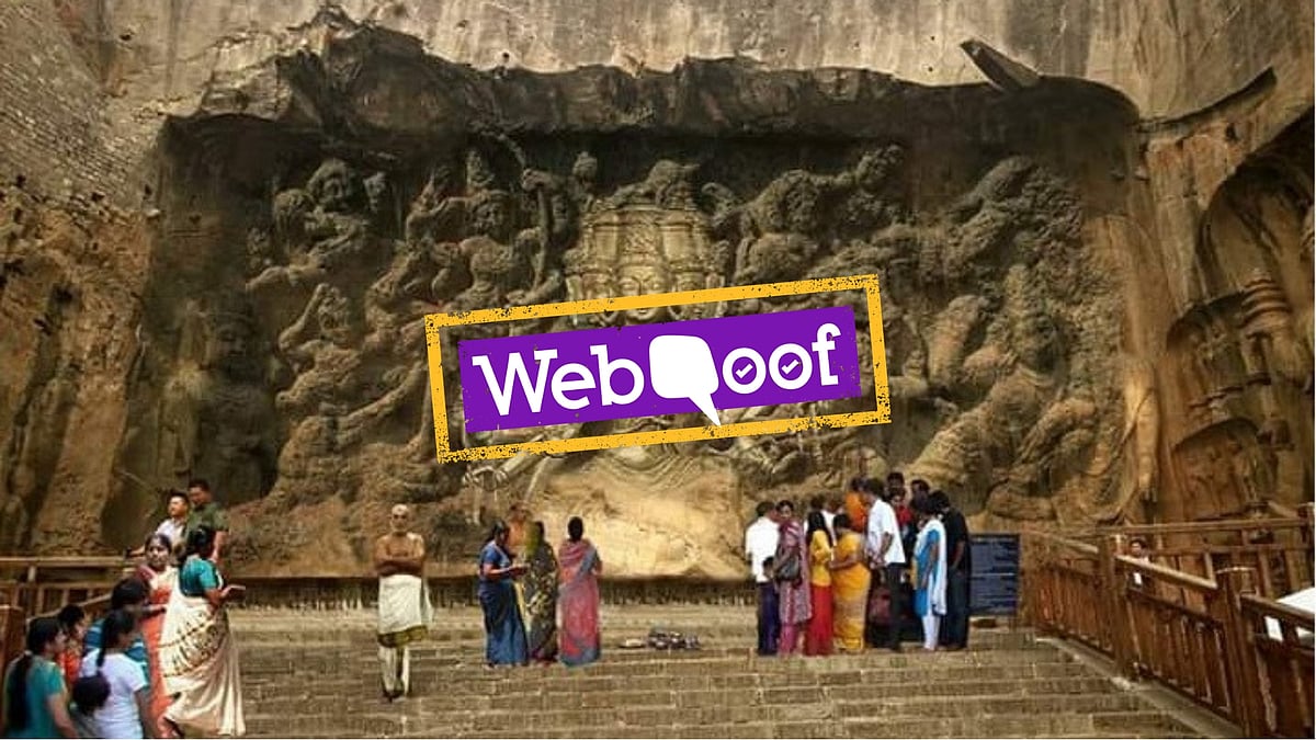An image has been circulating on social media claiming that a temple was found after the demolition of a mosque in Karnataka.