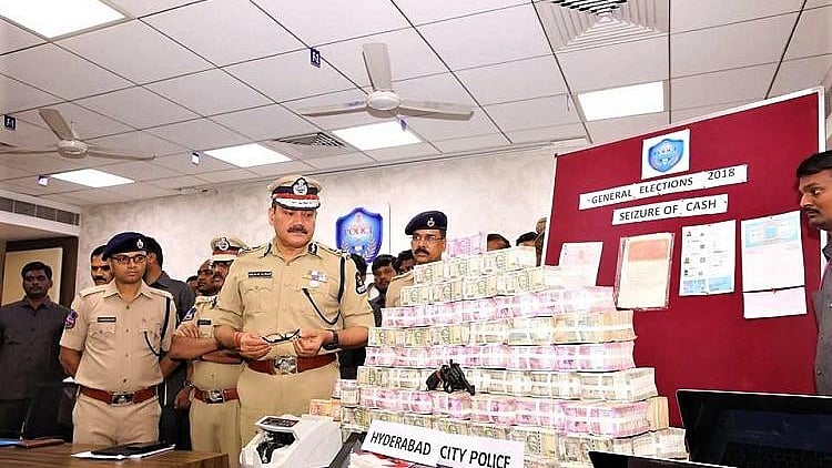 The police said that they seized a net cash of Rs 7,51,10,300 at Rotary Circle near NTR Marg, under the jurisdiction of the Saifabad police.