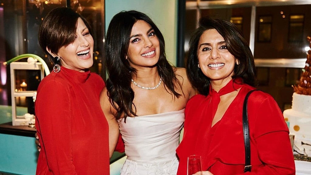 Sonali Bendre and Neetu Kapoor with Priyanka Chopra at her bridal shower.&nbsp;