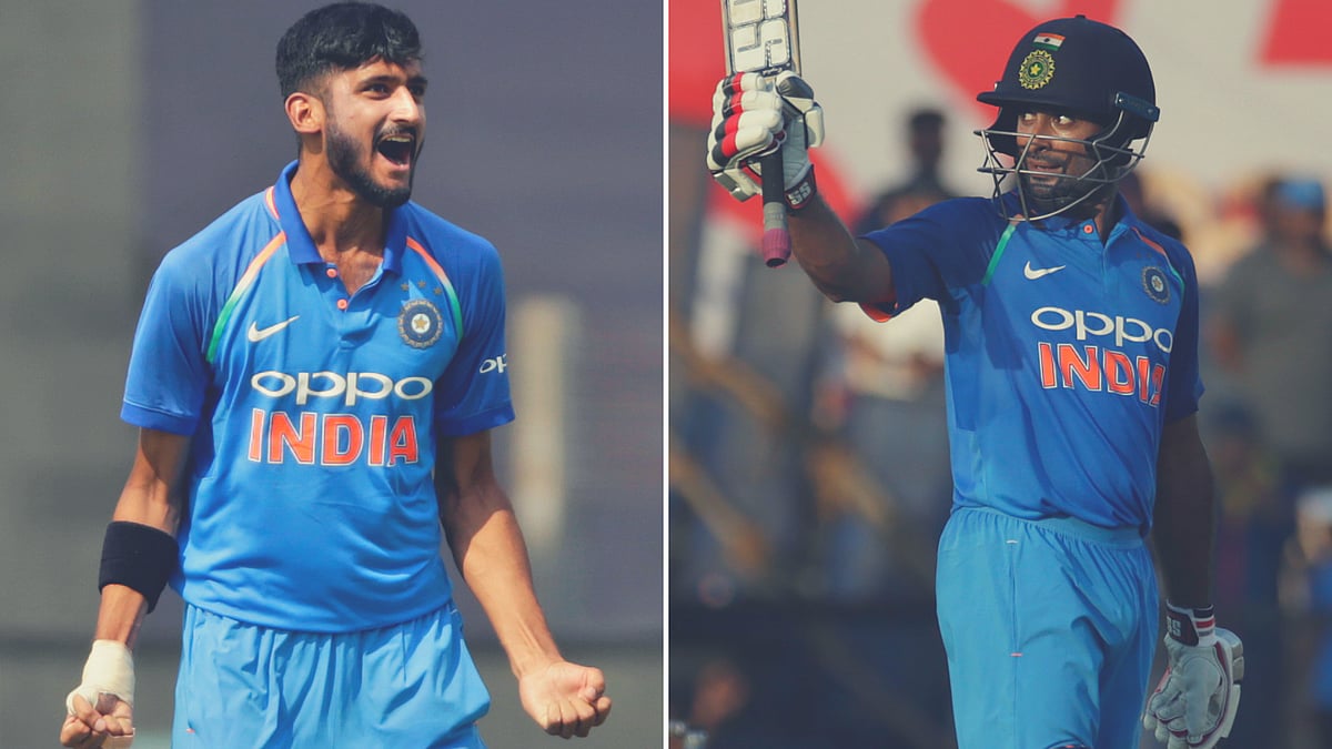 Khaleel Ahmed (left) and Ambati Rayudu.