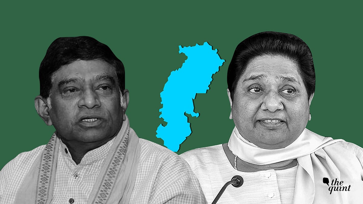 BSP supremo Mayawati (R) and Chhattisgarh Janata Congress President Ajit Jogi.