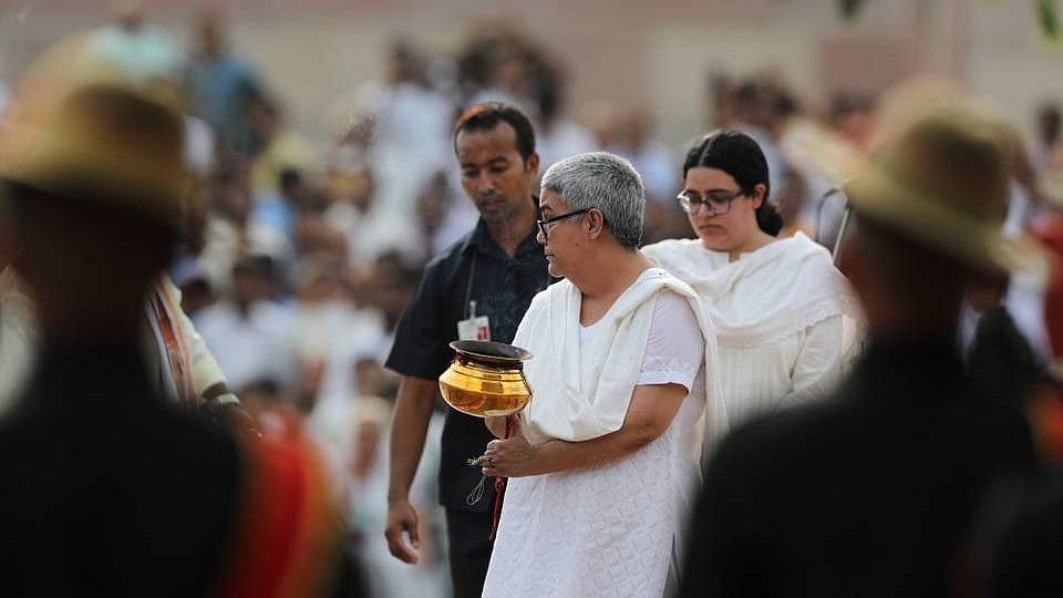 Foster daughter of Atal Bihari Vajpayee Namita Bhattacharya at the last rites ceremony of the former prime minister. 
