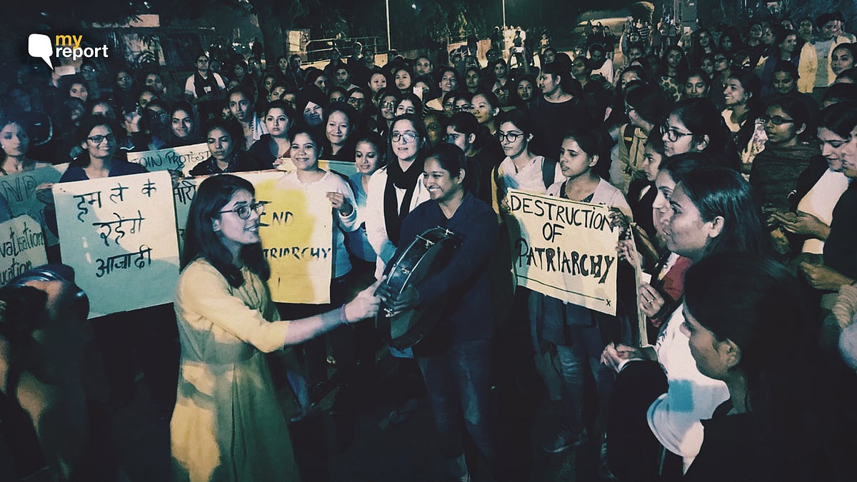 PU students protest against the ‘unfair’ curfew timings for the girls’ hostels, in Chandigarh. 