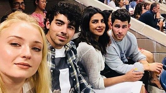 Sophie Turner, Joe Jonas, Priyanka Chopra and Nick Jonas at the US Open. 