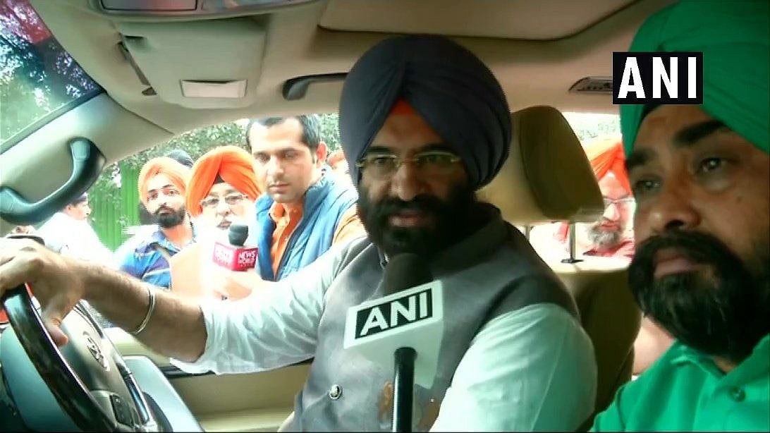 Akali Dal MLA Manjinder Singh Sirsa speaking to media after the attack.&nbsp;