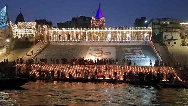 In Varanasi, Dev Diwali is celebrated 15 days after Diwali, on the night of <i>Kaartik</i> <i>purnima</i>.