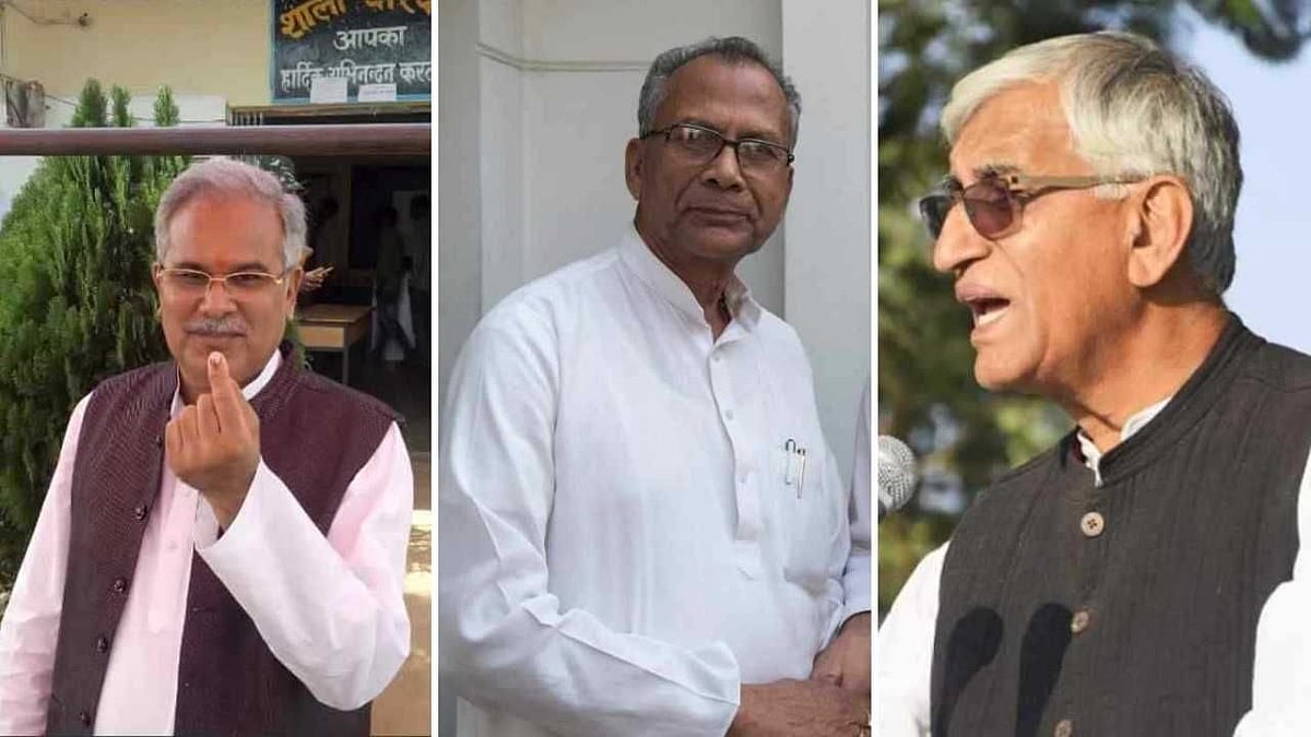 (From left) Bhupesh Baghel, Tamradhwaj Sahu and TS Singh Deo. 