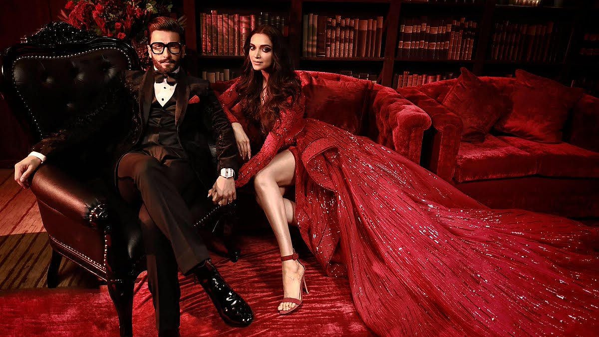 Ranveer and Deepika look ravishing at their party. 