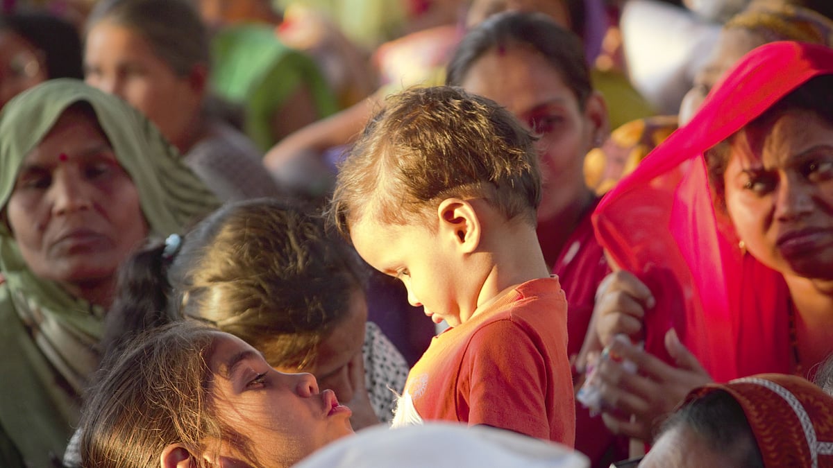A child plays at a rally organised by residents of Mahul at Mumbai’s Azad Maidan.