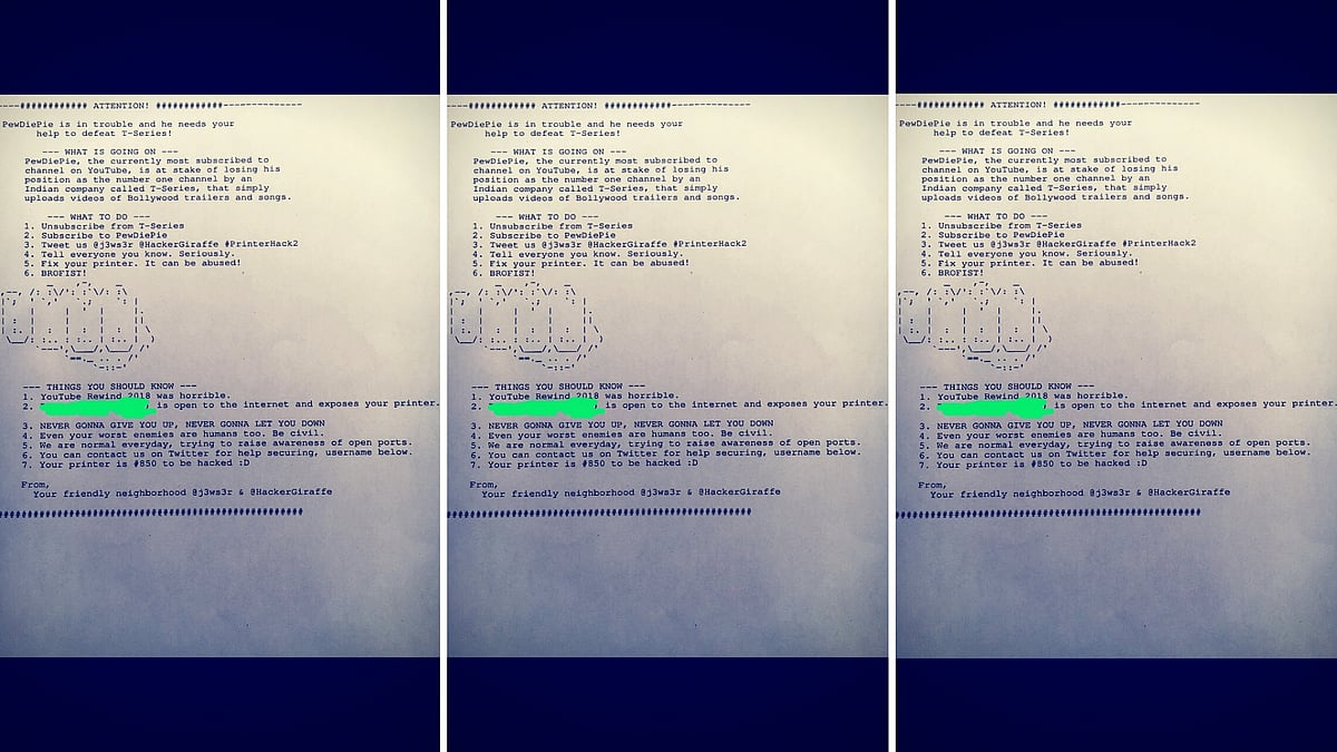 The message that got printed on people’s printers.