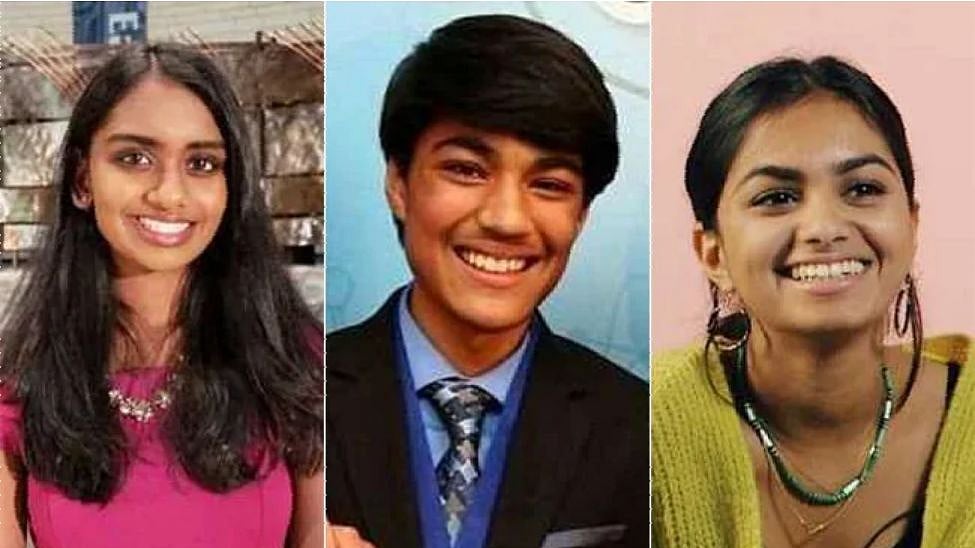 (L) Kavya Kopparapu, (C) Rishab Jain and (R) Amika George.