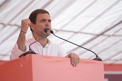Alwar: Congress President Rahul Gandhi addresses during a public meeting in Alwar, Rajasthan, on Dec 4, 2018. (Photo: IANS)