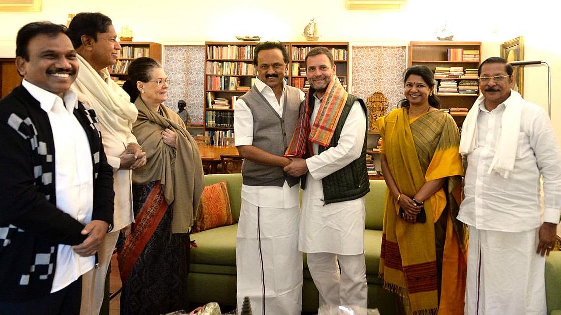 DMK President MK Stalin with Congress President Rahul Gandhi.